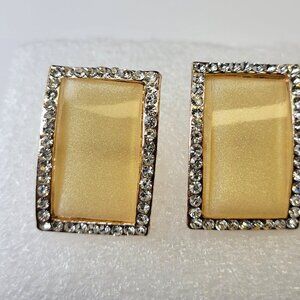 Gold and Crystal Rectangular Earrings